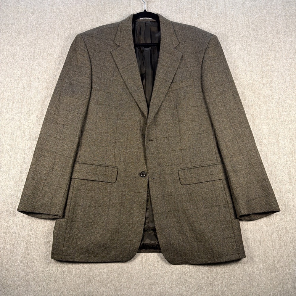 Oscar de la Renta Blazer Men 42L Brown Wool Cashmere Tweed Sport‎ Coat